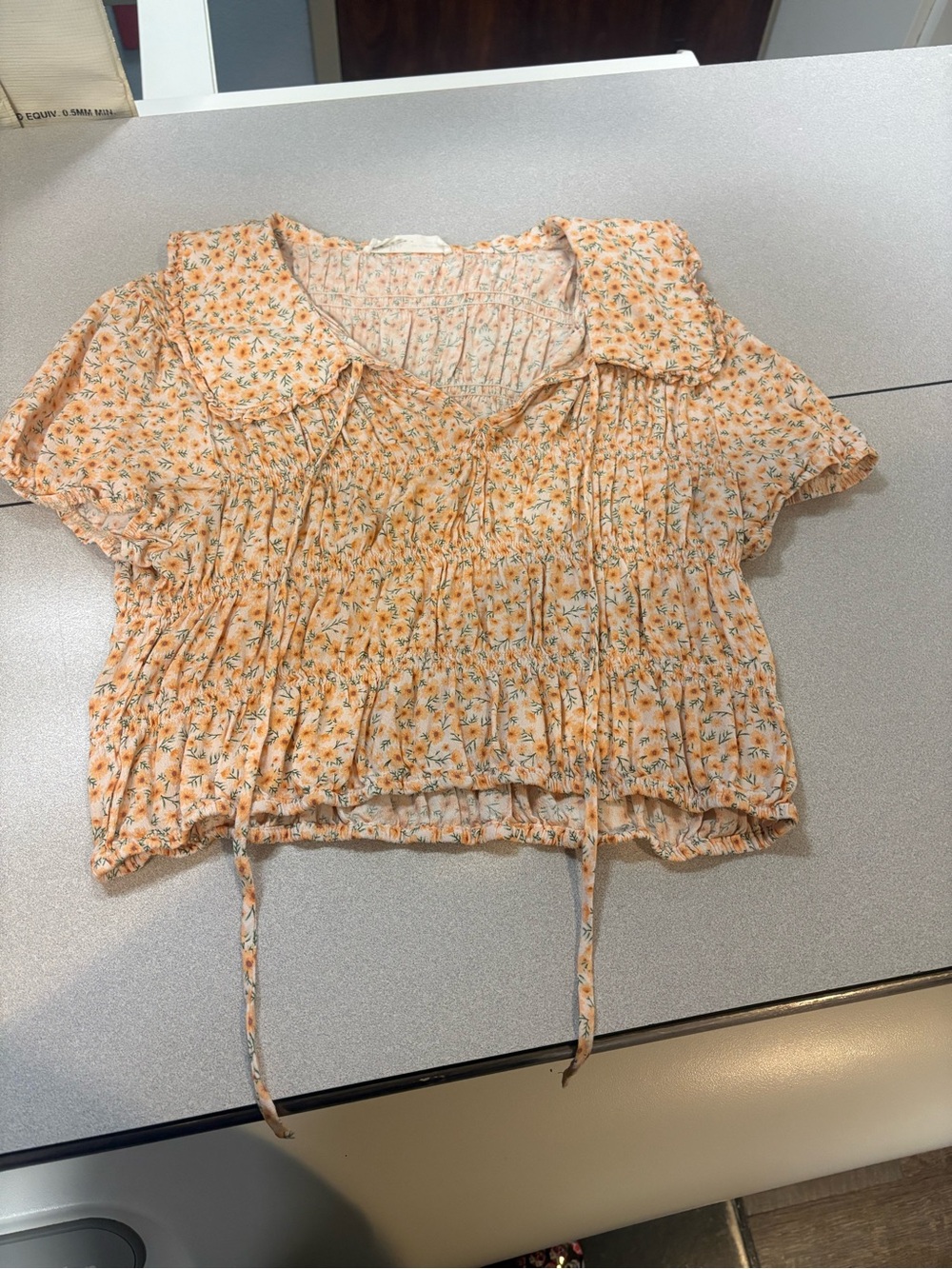 Elodie Peach Floral Smocked Crop Top